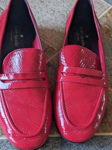 Kate Spade Maraschino Cherry Patent Leather Outsole/Linning Leather Loafers Sz 6