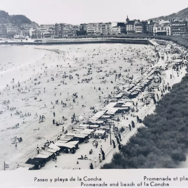 1930's RPPC Spain San Sebastian La Concha Beach Real Photo Postcard Basque