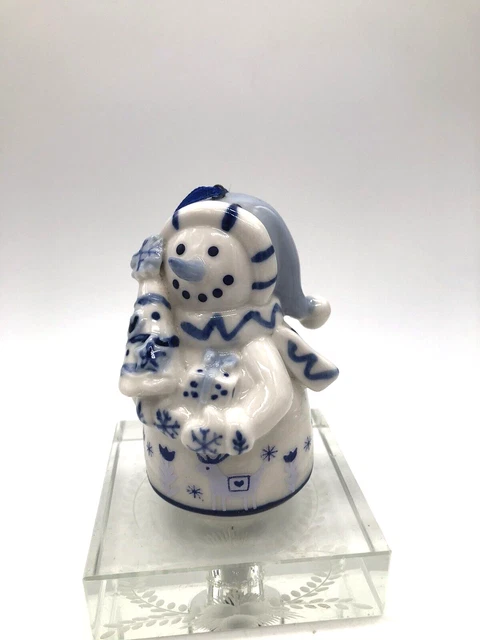 Snowman Blue and White Tree Decoration: Bell for feet...More Nordic than Delft