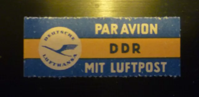 DDR Deutsche Lufthansa Luftpost Aufkleber Par Avion unbenutzt