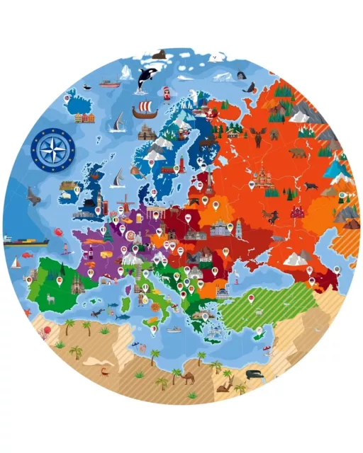 Travel, Learn & Explore - Europe Puzzle & Book - 210 Pieces - Sassi