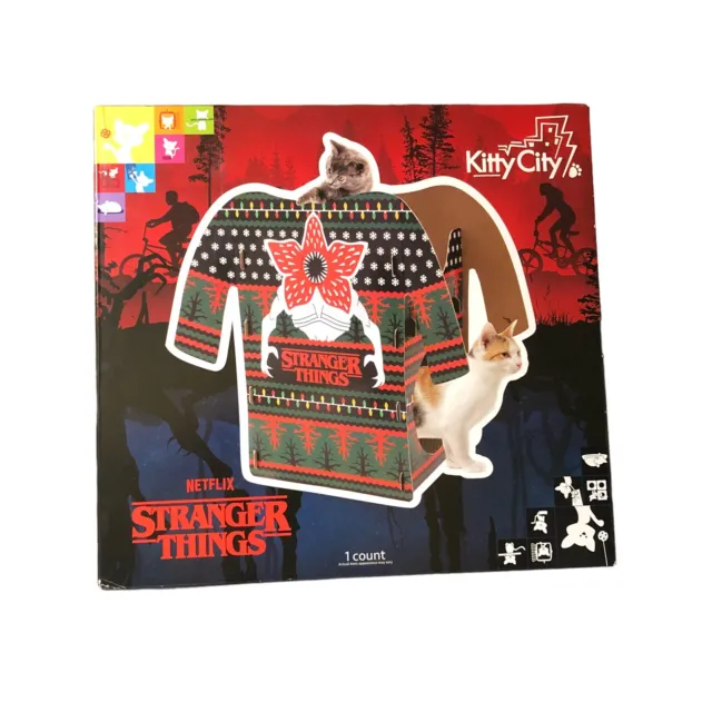 Kitty City Stranger Things New UGLY SWEATER House Cat Tree House Scratcher