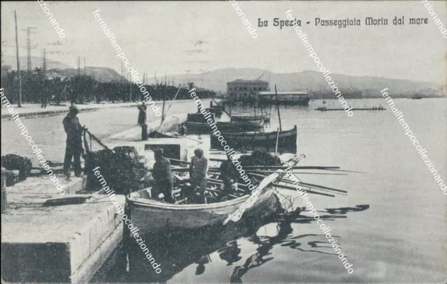 bg386 cartolina la spezia citta' passeggiata morin dal mare