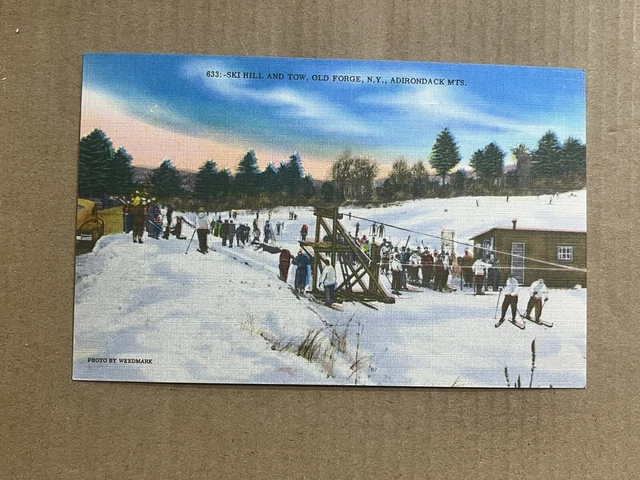 Postcard Old Forge NY Skill Hill & Tow Adirondack Mts. Mountains Vintage PC