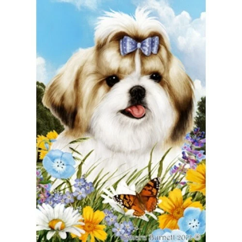 Summer Garden Flag - Tan and White Shih Tzu 182291