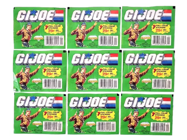 G.i. Joe Diamond Sticker Packs Lot Of 9 Sealed Trading Card Panini Vtg 1987 Rare