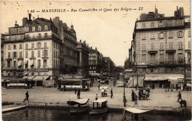 CPA MARSEILLE Rue Cannebiere et Quai des Belges (444807)
