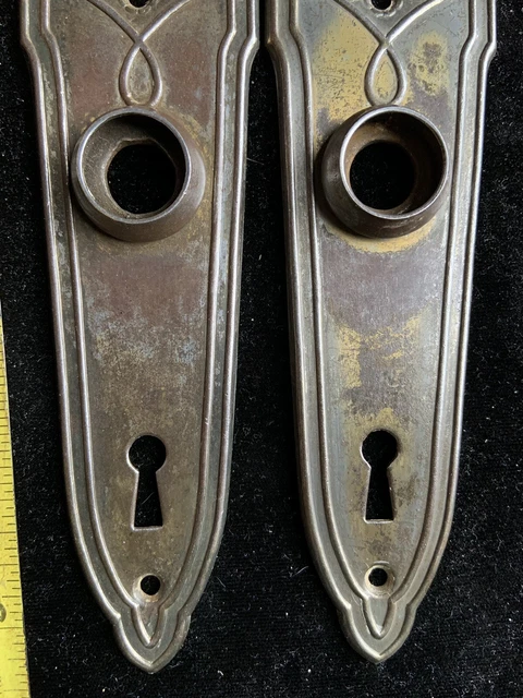 (2) Match Antique 1800’s Victorian Doorknob Backplates Great Condition Restored 3