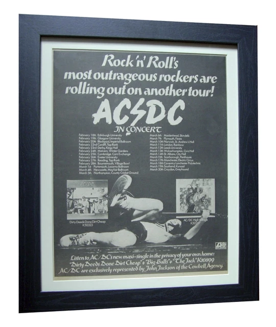 AC/DC+ACDC+DIRTY DEEDS CHEAP+TOUR+POSTER+AD+FRAMED+ORIG 1977+EXPRESS ...