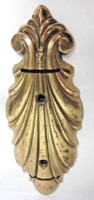 Rococo Art Nouveau #1751 Ornamental Door Furniture Brass 7-1/4" Cover Slots Vtg