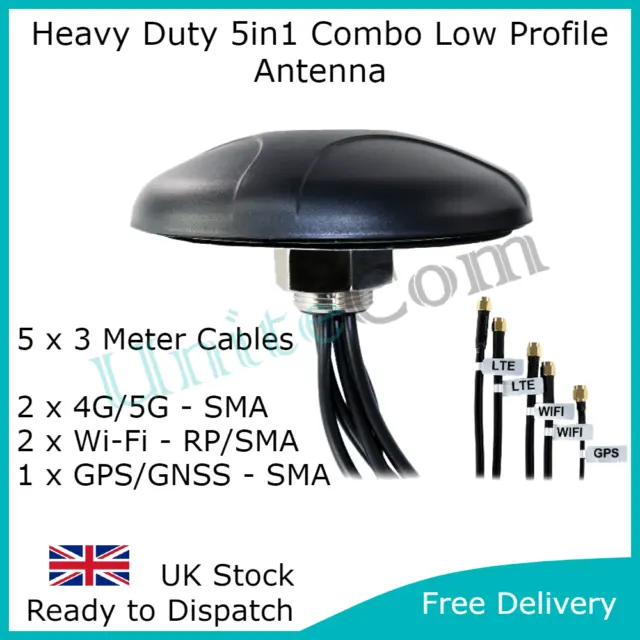 5in1 4G/5G GPS WiFi Mobile Combo Antenna Outdoor Vehicle Caravan Car Camper Van