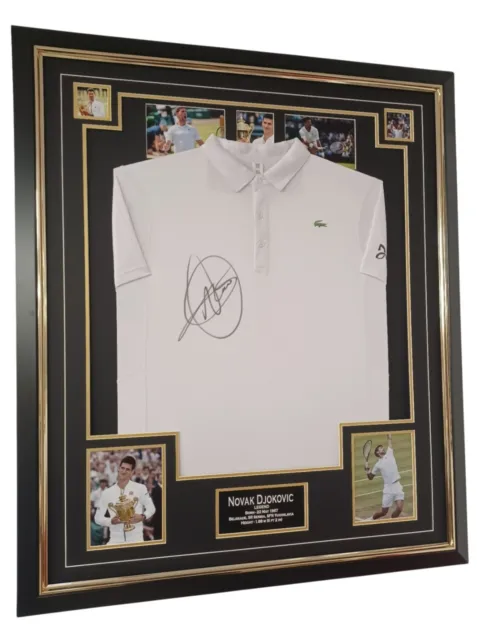 Framed  Wimbledon Legend NOVAK DJOKOVIC Signed Shirt Autographed Tennis Display