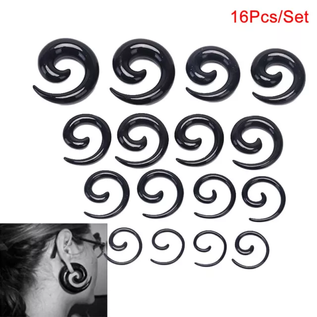 16Pcs/Set Spiral Taper Flesh Tunnel Ear Stretcher Expander Stretching Plug D_YI