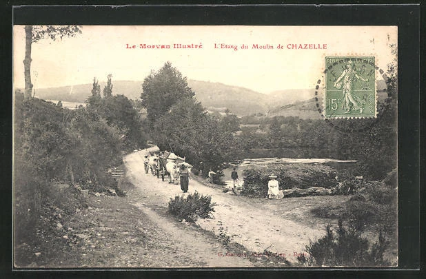 CPA Moux-en-Morvan, L´Ètang du Moulin de Chazelle 1919