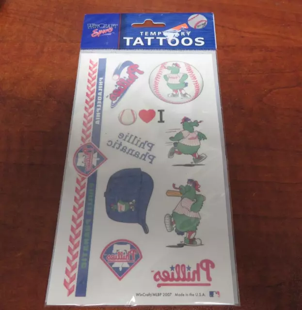 MLB PHILADELPHIA PHILLIES 4x7 inch Sheet Philly Phanatic Temporary