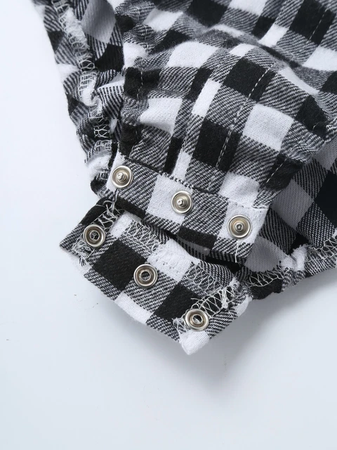 Tuta monopezzo camicia neonato bambini vestiti a quadretti manica lunga bambini 6