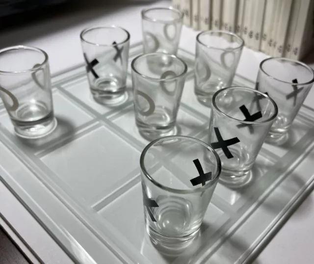 Crystal Clear Game Night Shot Glass Tic-Tac-Toe Drinking Game 2