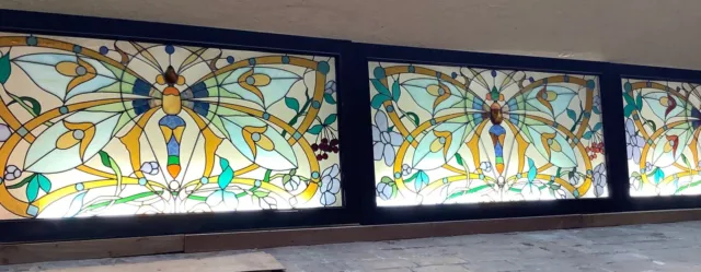 3 large stainglass dragonfly windows