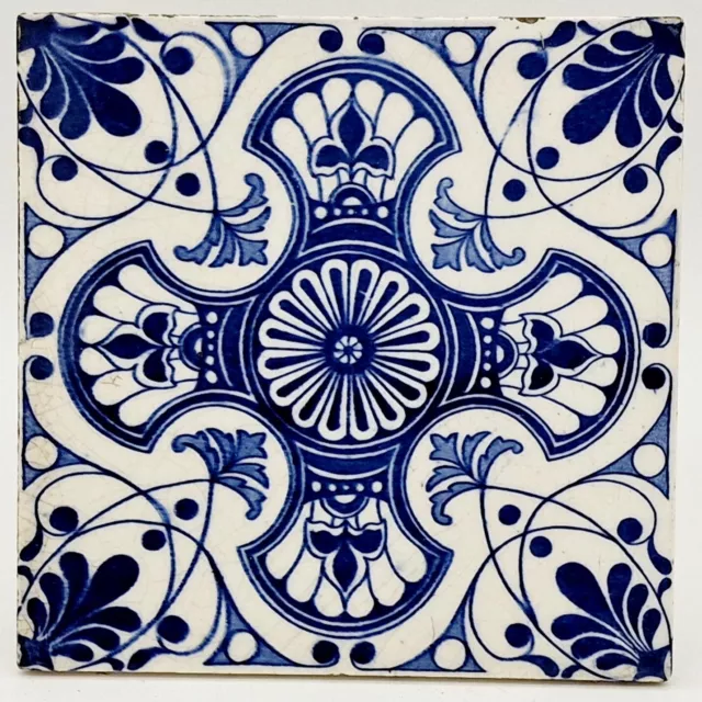 Antique Fireplace Tile Blue Transfer Print T&R Boote C1880 AE3