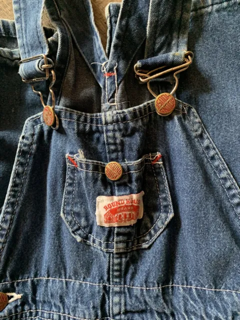 Roundhouse Denim Overalls Youth Size 6 Dark Blue Wash Made in America USA