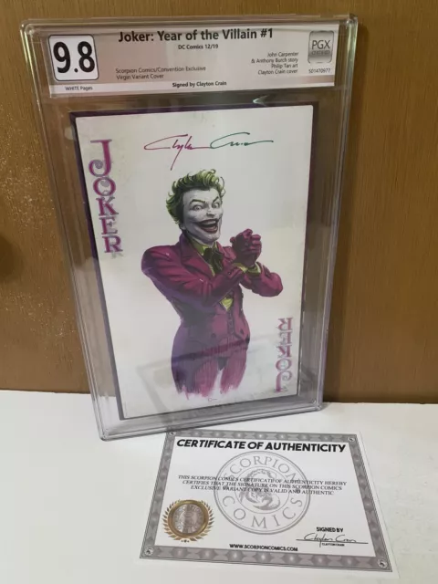Joker Year Of The Villain 1 PGX 9.8 🔑SIGNED Crain Variant VIRGIN🔥Convention