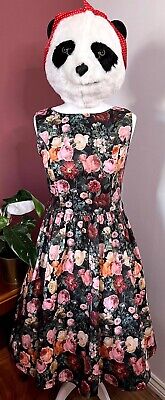 Lindy Bop Audrey Hepburn style black floral dress size 8 / 10