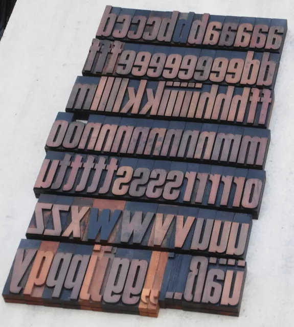 a-z Alphabet Holzbuchstaben 72mm Lettern Holzlettern Buchdruck shabby Vintage