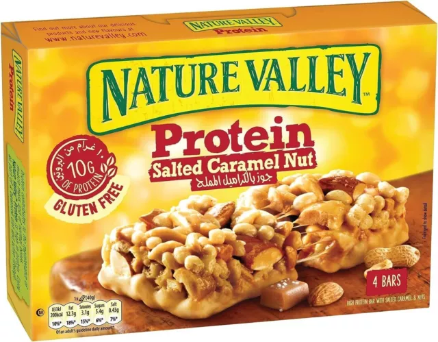 NATURE VALLEY Protein Bar Box of 4 Bars Caramel & Nuts Free Shipping World Wide