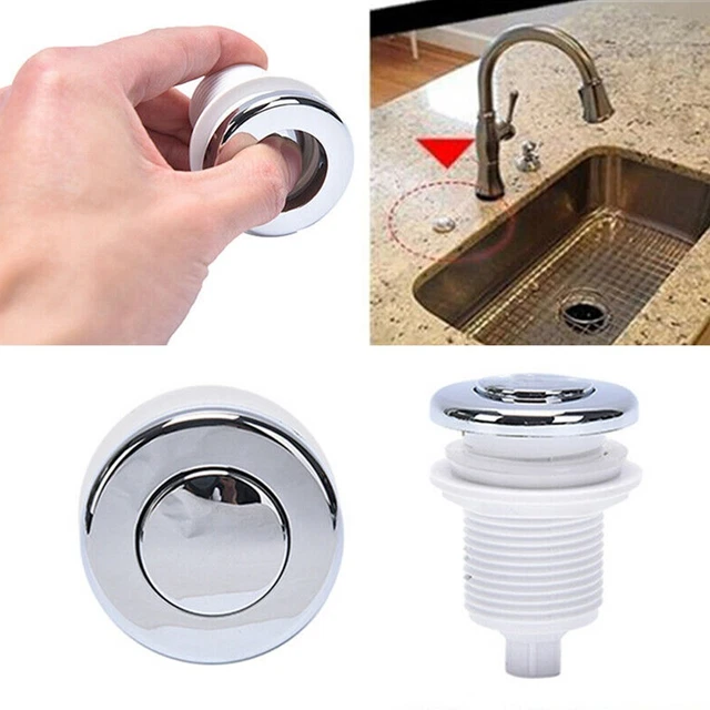 Interruptor de aire de empuje duradero silicona acero inoxidable blanco 1 pieza 32 mm