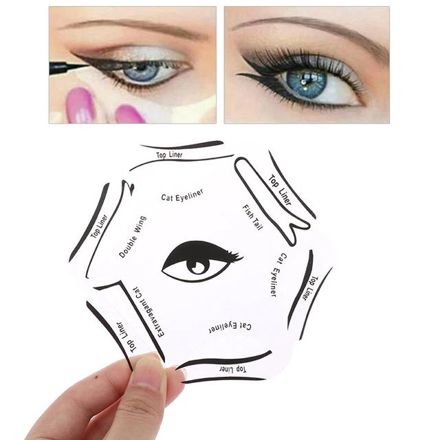 Stencil guida eyeliner modello eyeliner rapido 6 in 1 trucco occhi di gatto fodera fumosa $v