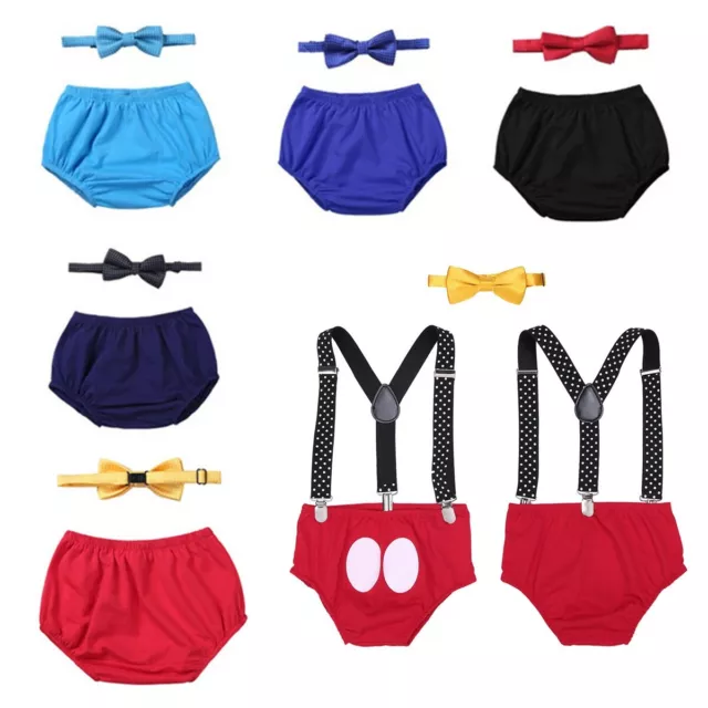 Kids Boys Baby Birthday Shorts Outfit Cake Smash Diaper Bloomers Photo Props