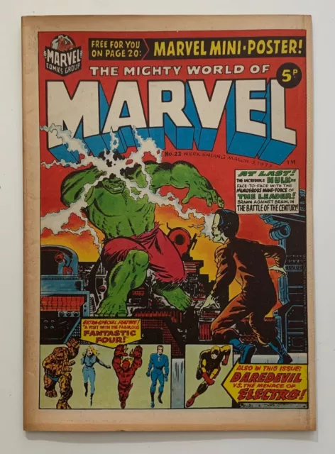 Mighty World of Marvel #22 KEY reprints Daredevil #2. RARE MARVEL UK 1972. FN+