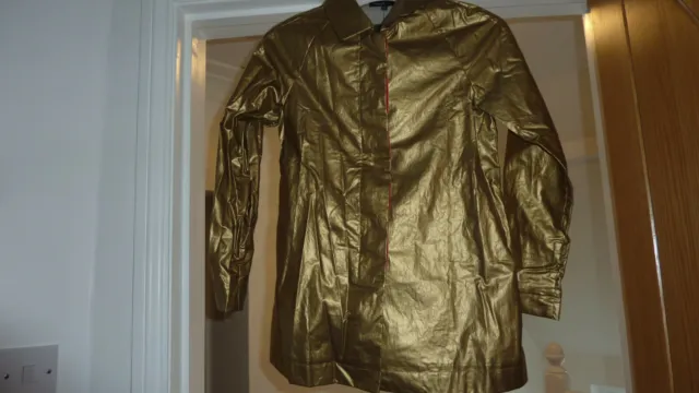 Marks & Spencer M&S Autograph Gold Metallic Rain Coat Mac Jacket Age 11-12 Bnwt