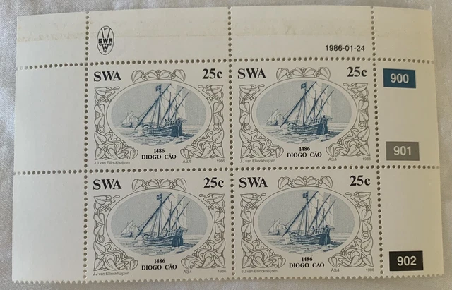 South West Africa 25c 24/01/1986 Block Of 4 With Margins MNH OG