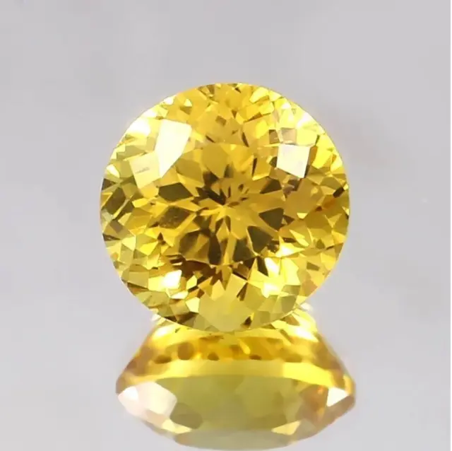 9.20 Ct FL Yellow Sapphire Natural Ceylon Round Cut Loose Certified Gemstone