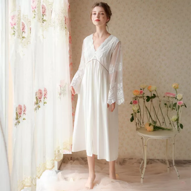 FEMMES FILLES DENTELLE Vintage Chemise de Nuit Pyjama Maille Pur