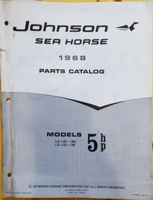 1968 Johnson OMC 5 HP Parts Catalog Sea-Horse P/N 383037