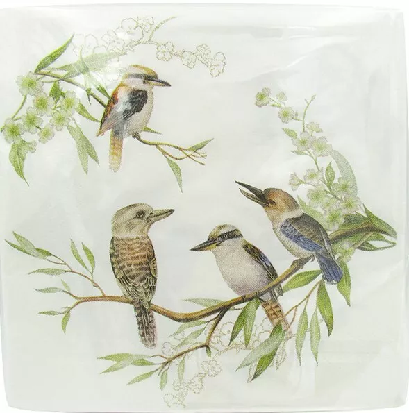 20 Paper Napkins Serviettes 3Ply Kookaburras Decoupage Luncheon Party Dinner