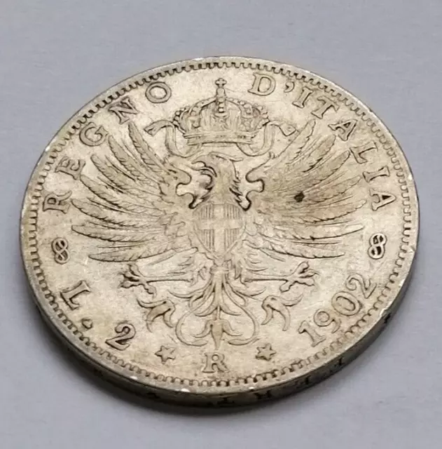 Regno D' Italia Vitt.  Em. Iii  2 Lire  Aquila Sabauda  1902  Raro !! 2