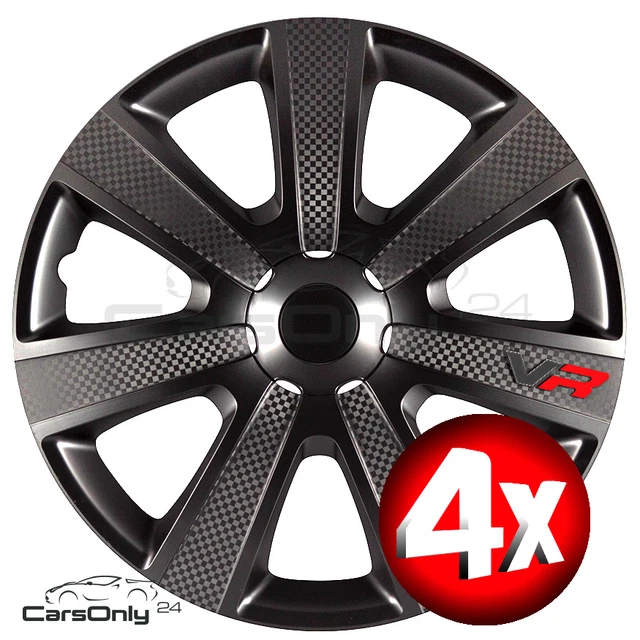 4x Radzierblenden 16 Zoll VR Carbon Pro Radkappen passend für alle Stahlfelgen