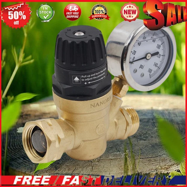 Maniglia 3/4 pollici riduttore di pressione acqua ottone con misuratore e 2 filtri regolabili