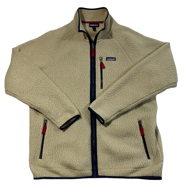 Patagonia Mens XXL Retro Deep Pile Sherpa Fleece Full Zip Jacket Oatmeal 22801