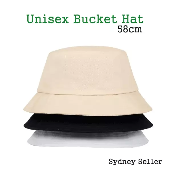 Bucket Hat Bush walking Fishing Outdoor Summer Cotton Plain Hat- Uni Sex 58cm