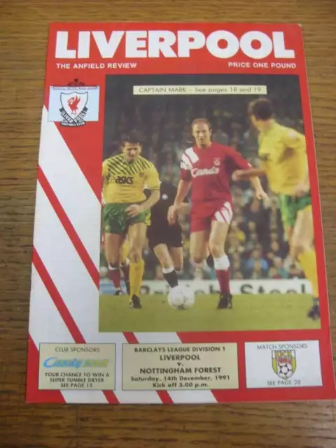 14/12/1991 Liverpool v Nottingham Forest  (Light Crease, Team Changes)