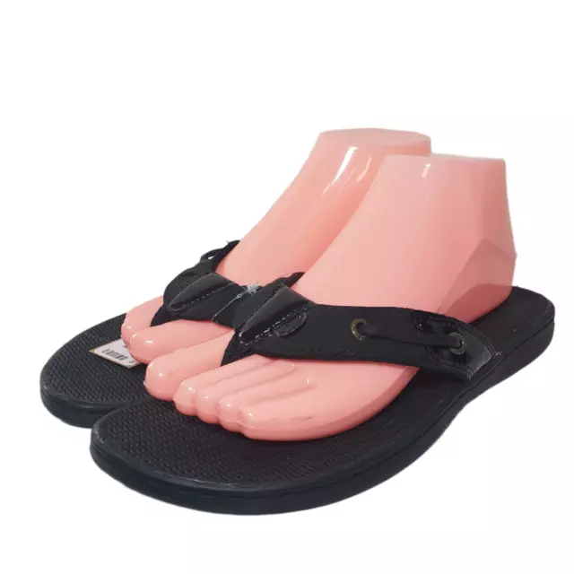 Sperry Womens Seafish Black Open Toe Thong Flat Flip Flop Sandals Size 5.5 8.5