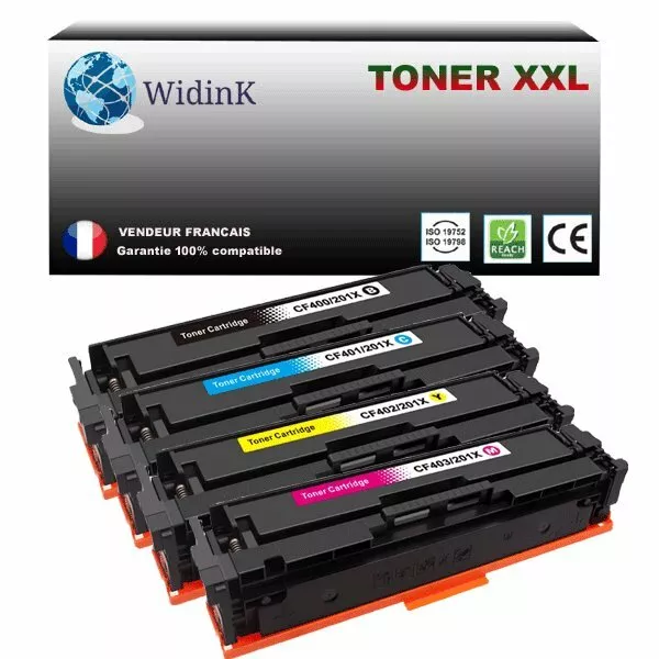 4 Toners compatibles avec HP Color LaserJet Pro M252dw, M252n, CF400/1/2/3X