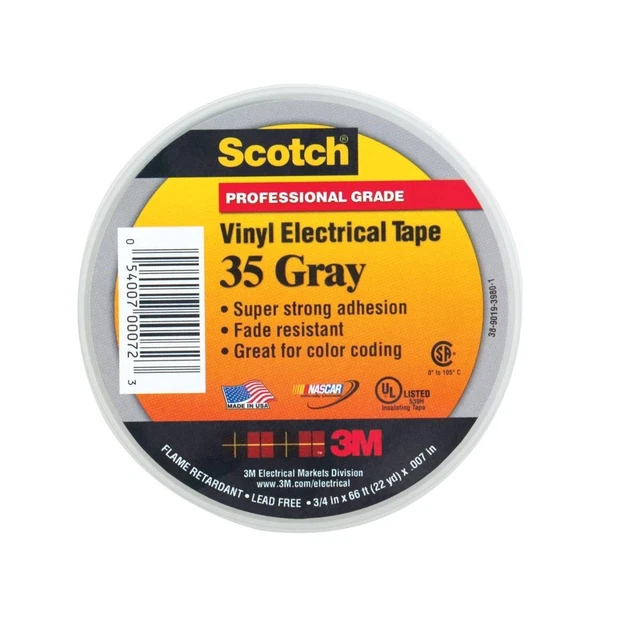 3M 35 GRAY (3/4"X66FT) TAPE, INSULATION, GRAY, 0.75INX66FT (10 pieces)