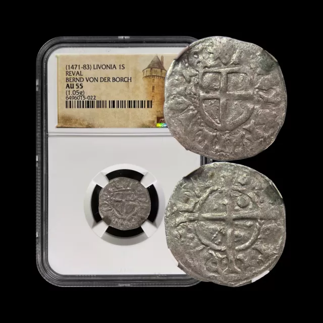 LIVONIA. 1471, Schilling, Silver - NGC AU55 - Teutonic Order, Reval, Tallinn 022