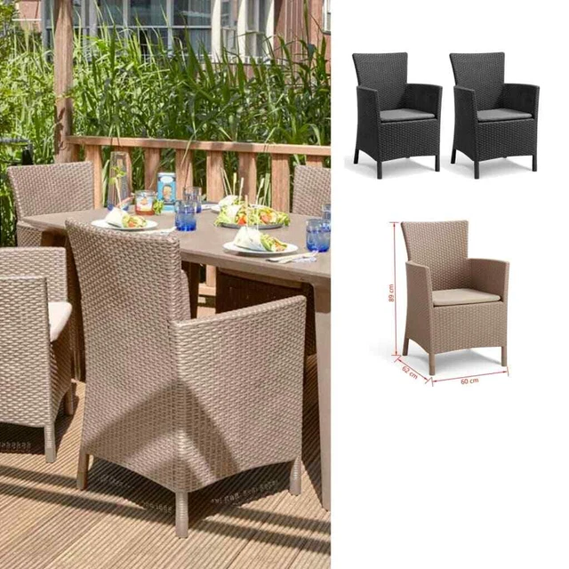 Keter 2x Gartenstuhl Essstuhl Stuhl Sessel Stühle Cappuccino/Graphitgrau vidaXL