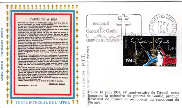H021+FDC ENVELOPPE FLAMME 1er JOUR  MEMORIAL GENERAL   DE   GAULLE COLOMBEY